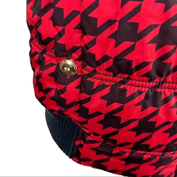 Liz Claiborne Puffer Vest Red & Black Herringbone zip front Size M - Picture 5 of 8
